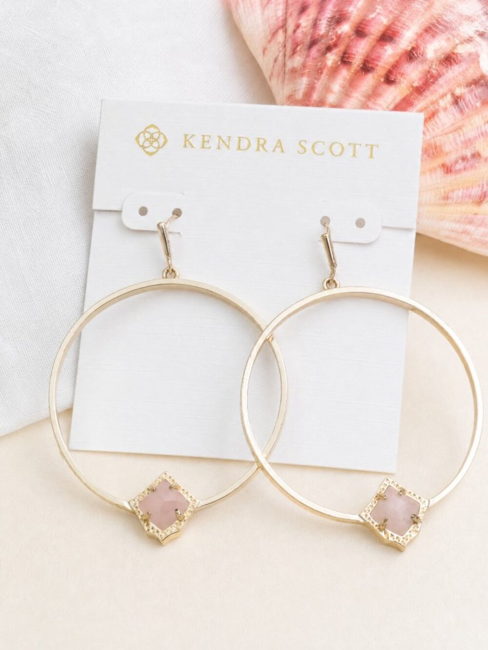 Kendra Scott Elberta Gold Rose Quartz Earrings